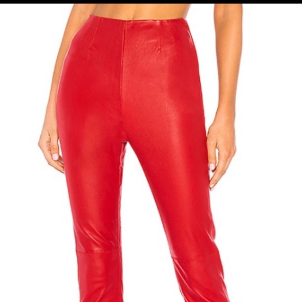 NWT red stretch leather pants